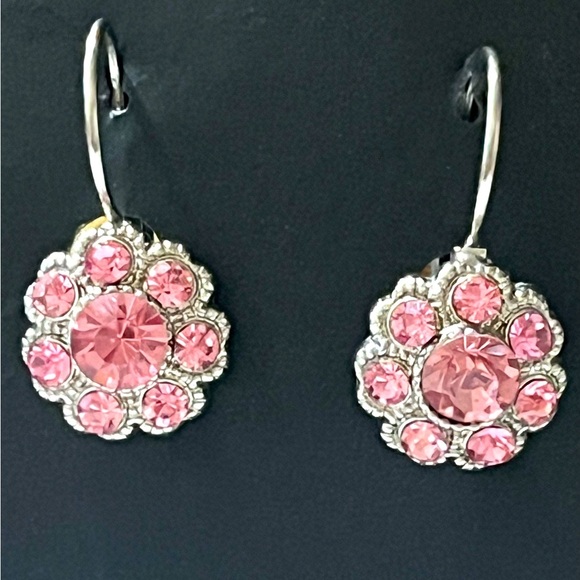 Jewelry - Bridal Jewelry Silvertone Plated Light Pink Flower Stud WireEarrings,Pink Stones